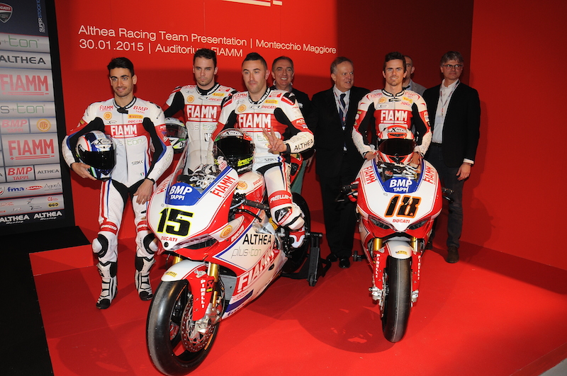 SBK 2015, presentazione team Althea Racing con Baiocco e Terol