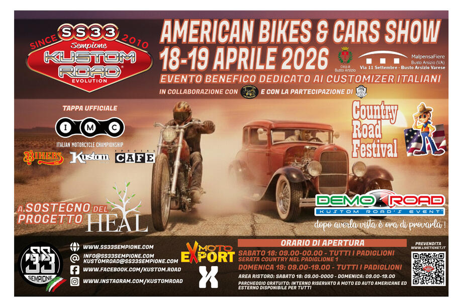 Kustom Road 2026: il 18 e 19 aprile a Busto Arsizio torna la festa del custom